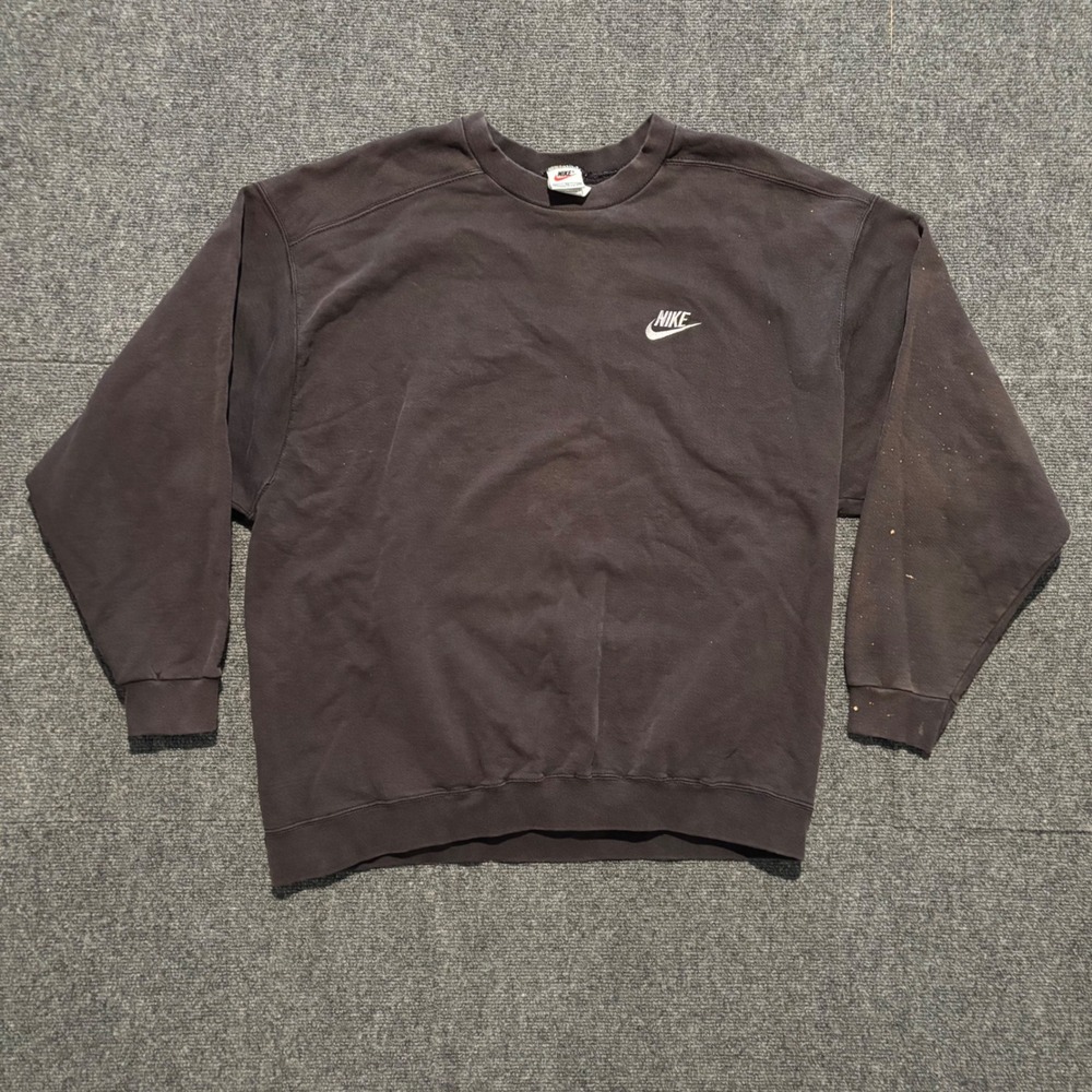 Vintage Nike Crewneck Sweatshirt XL Black Made in USA 90s Distressed